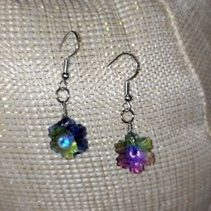 Hand crafted crystal blue snowflake earrings